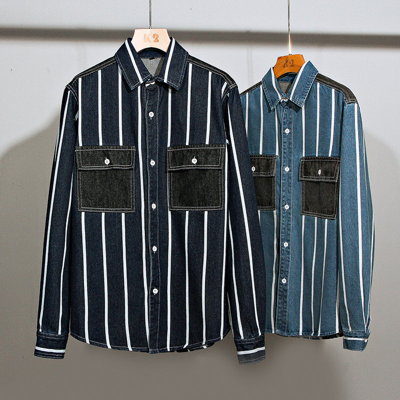 主推秋季新款加厚高品质男士宽松牛仔衬衣XZ313B-1-CY955-P65,男装衬衫,星座310B-3