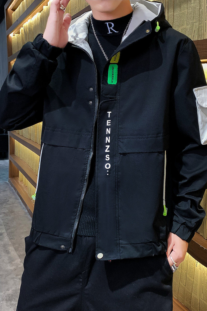 春季新款潮流男士宽松时尚连帽工装夹克外套XZ313B-1J,男装夹克,星座310B-3