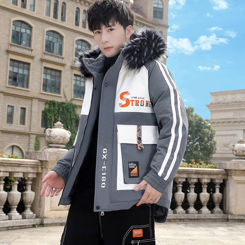 MY1918-P120主推冬季大毛领派克服棉衣男大口袋印花棉服XZ313B-1图片