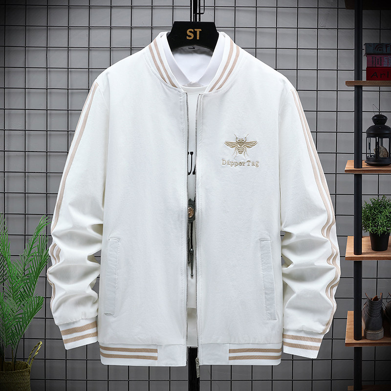 春季蜜蜂刺绣高品质男士棒球领休闲夹克外套XZ313B-1-J图片