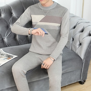 秋冬新款男士休闲加绒加厚保暖长袖保暖套装XZ313B-1-TZ66-P65图片