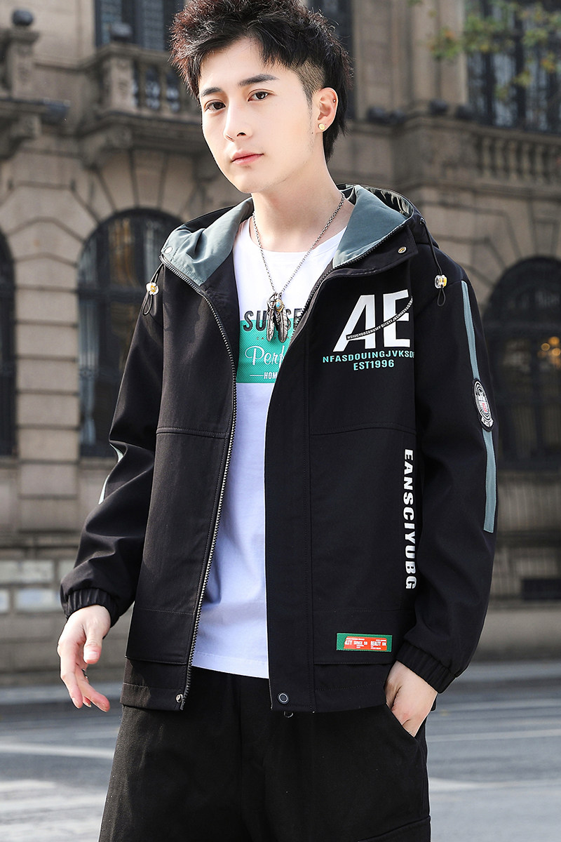 外套男新款青少年韩版休闲百搭连帽夹克上衣XZ313B-1-S2187-P65,男装夹克,星座310B-3