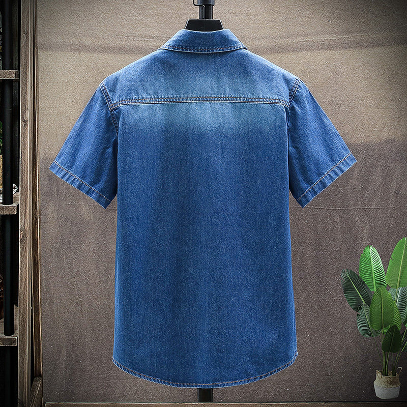 夏季新品潮流男士纯棉休闲百搭牛仔短袖衬衣XZ313B-1-CY304-P45,男装衬衫,星座310B-3