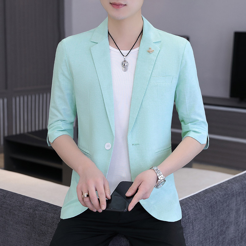 春夏新款西装男士时尚纯色百搭中袖小西服外套XZ313B-1-XF813-P70,男装西服,星座310B-3
