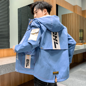 夹克男春季新款潮流ins男士连帽工装外套XZ313B-1-J图片