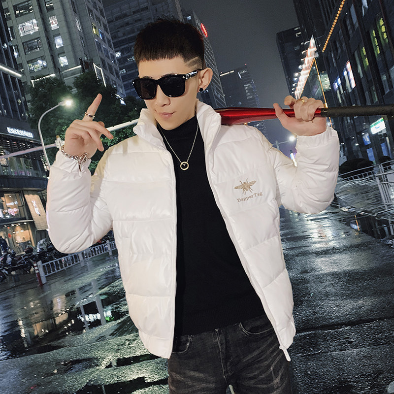 冬季立领加厚亮面刺绣棉衣男修身时尚棉服外套XZ313B-1-MY14 P85图片