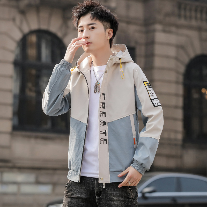 春季新款潮流ins男士时尚连帽工装夹克上衣XZ313B-1-J,男装夹克,星座310B-3