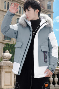 MY819-P110冬季连帽大毛领派克服棉衣男时尚印花棉服外套XZ313B-1图片