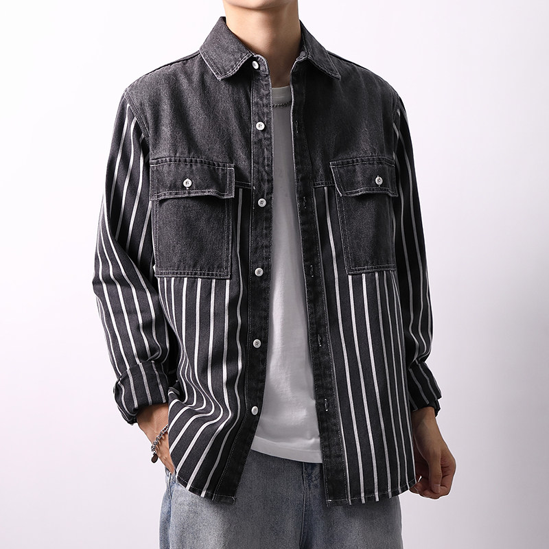 2022春季日系新款男士宽松牛仔衬衣XZ313B-1-CY957-P62图片