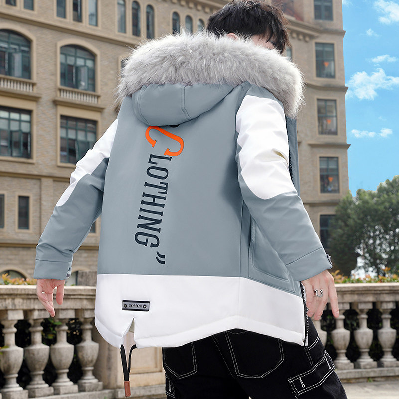 MY819-P110冬季连帽大毛领派克服棉衣男时尚印花棉服外套XZ313B-1,男装棉衣,星座310B-3
