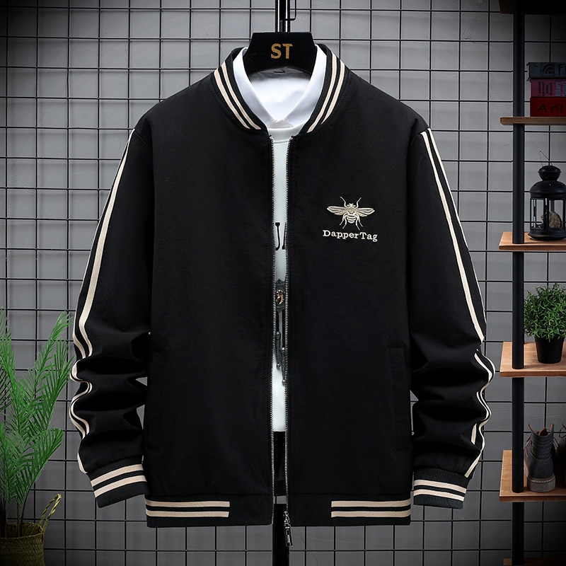 春季蜜蜂刺绣高品质男士棒球领休闲夹克外套XZ313B-1-J,男装夹克,星座310B-3
