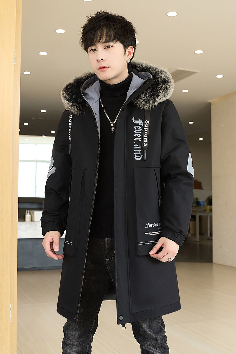 冬季中长款大毛领连帽男士加绒加厚夹克外套XZ313B-1-JK079-P75,男装夹克,星座310B-3