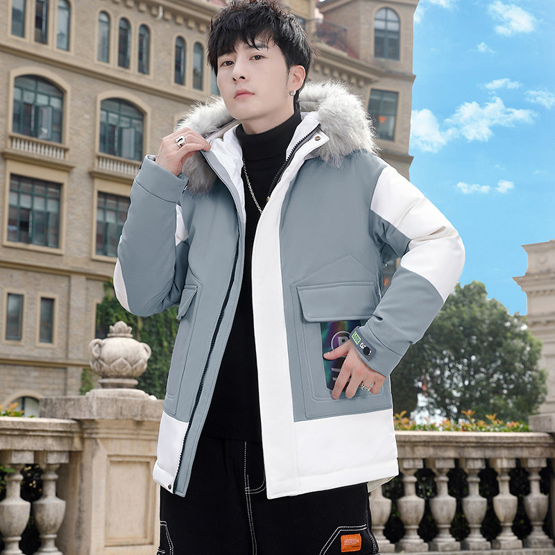 MY819-P110冬季连帽大毛领派克服棉衣男时尚印花棉服外套XZ313B-1,男装棉衣,星座310B-3