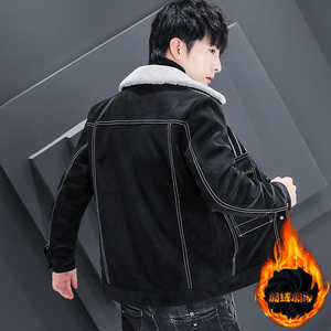 秋冬潮流男士翻领加绒加厚休闲夹克外套XZ313B-1-JK215-P130图片