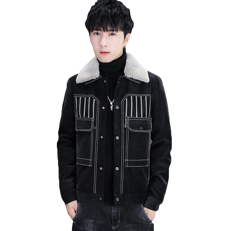 秋冬潮流男士翻领加绒加厚休闲夹克外套XZ313B-1-JK215-P130,男装夹克,星座310B-3