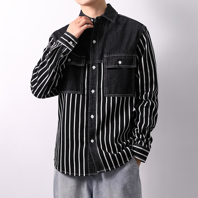 2022春季日系新款男士宽松牛仔衬衣XZ313B-1-CY957-P62,男装衬衫,星座310B-3