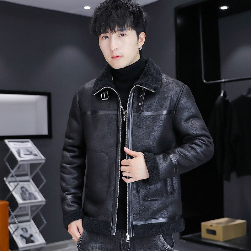 新款加绒加厚皮衣型男帅气机车服皮夹克外套XZ313B-1-PY2933-P130,男装皮衣,星座310B-3