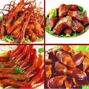 温州特产零食小吃 初旭 鸭舌/ 鸭脖/ 鸭掌/ 鸭肫 鸭肉组合 共4包
