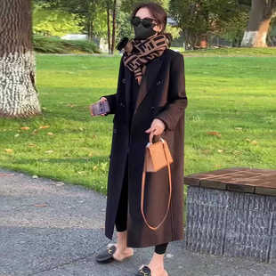 秋冬款黑色正肩双面羊绒大衣女小个子中长款韩版新款羊毛呢子外套