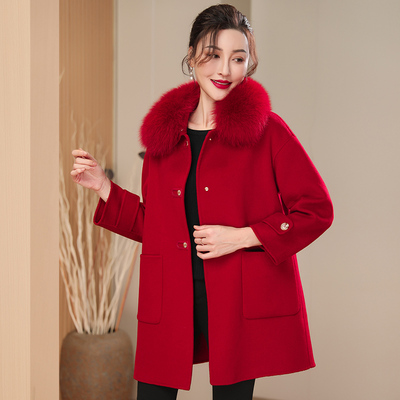 羊毛短款韩版狐狸毛领毛呢外套