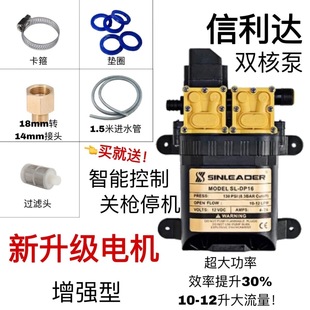 信利达12V双核动力隔膜水泵农用电动喷雾器双泵高压洗车打药水泵