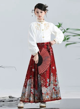 中国风女童马面裙套装改良古风小女孩明制唐装儿童国学服汉服秋款