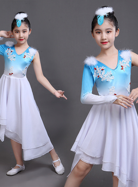 新款舞蹈服儿童振鹭于飞演出服女童古典芭蕾舞女中国古风表演服装