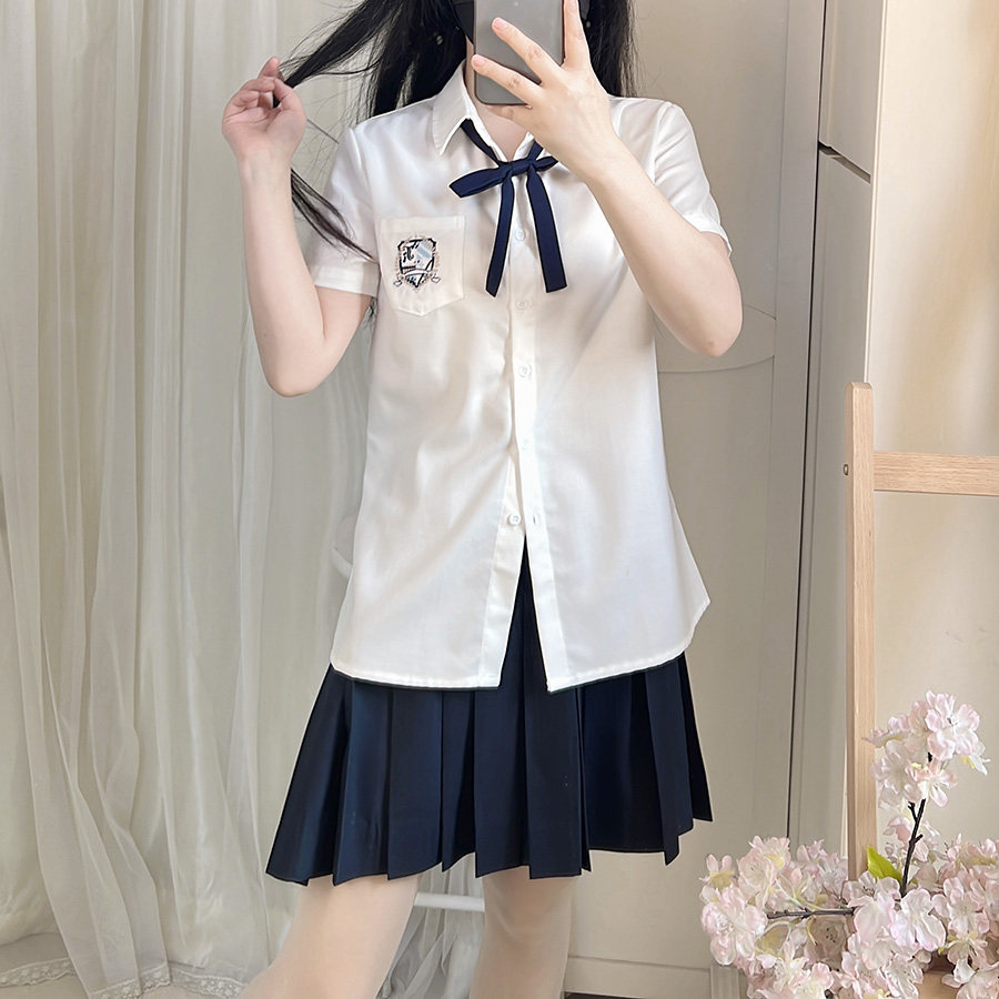 原创jk衬衫星叶中短袖长袖女衬衣图片