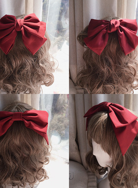红色大蝴蝶结发夹顶夹JK制服发饰弹簧夹少女可爱头饰kc发箍网红款