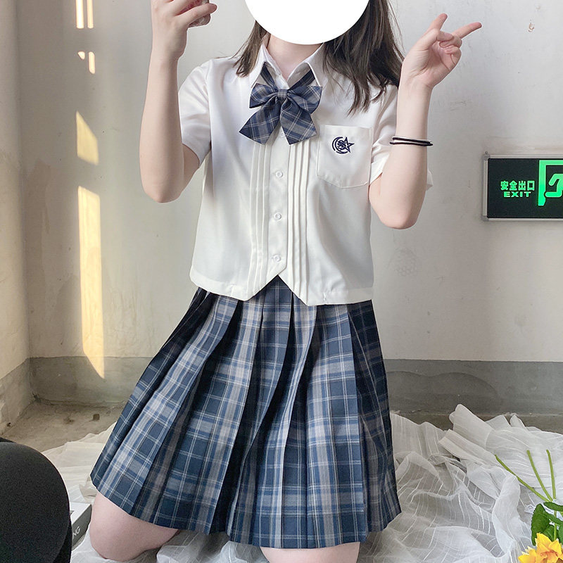 原创jk衬衫夏季短袖刺绣白衬衣图片