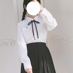 樱花刺绣衬衫女棉长袖宽松韩版学生文艺学院风气质JK制服衬衣白