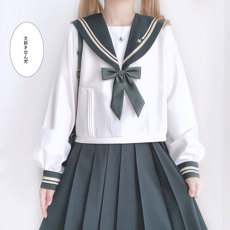 SPOT ZHUZHUJIA JK 오리지널 세일러복 QIULI 여성 정통 유니폼 봄 가을 연령 감소를 위한 긴팔 중간 정장