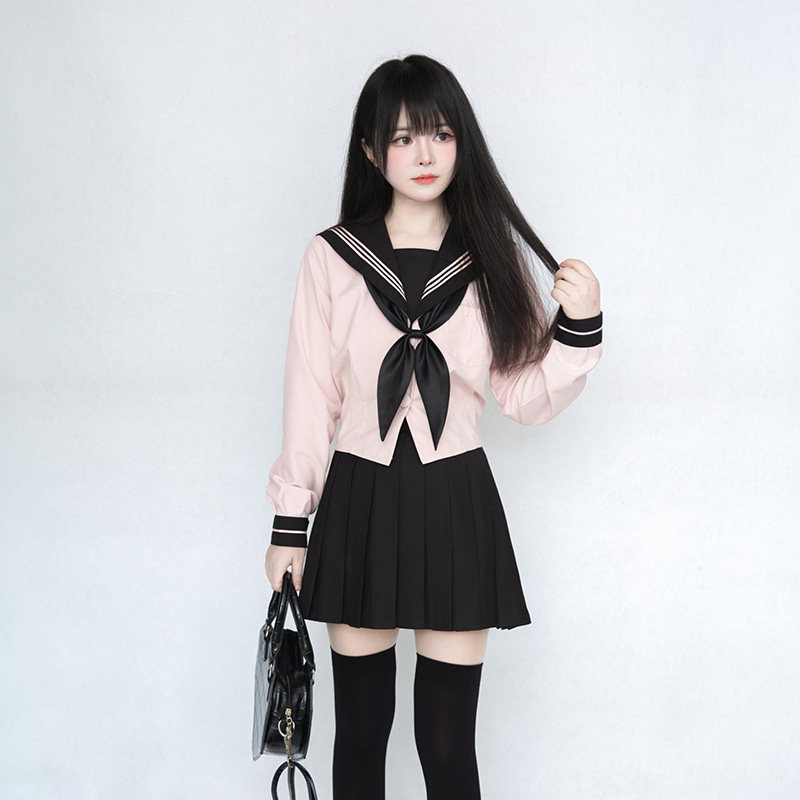 甜心学姐原创学院风收腰水手服图片