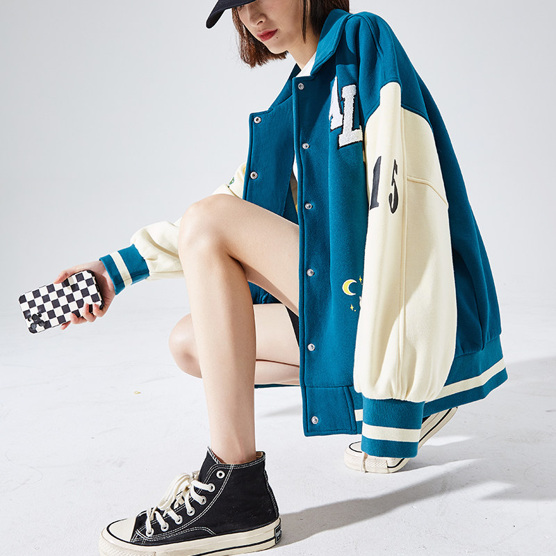 唐狮棒球服外套女2021春秋新款季韩版宽松百搭夹克炸街女式短外套