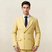 面试职业装 撤标撤柜西装 男装 男商务西服修身 双排扣戗驳领礼服 套装