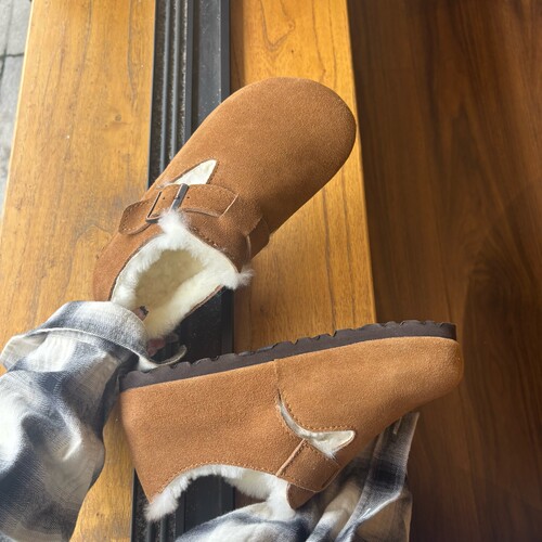 勃肯鞋女皮毛一体2025新款雪地靴女全包加绒软底一脚蹬包头半拖鞋