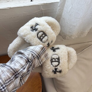 皮毛一体厚底拖鞋女毛毛脱2025新款羊羔毛拖鞋外穿休闲百搭一字拖