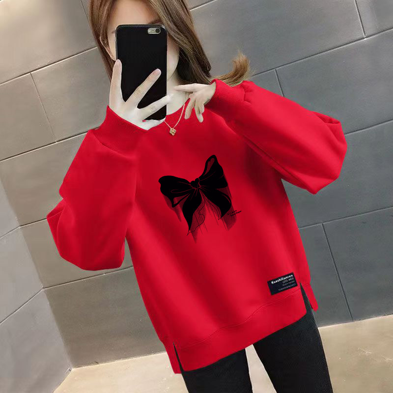 秋冬新款外穿长袖薄款卫衣韩版印花休闲宽松显瘦ins女款上衣潮