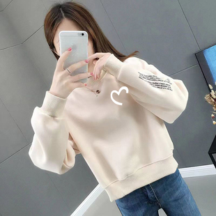 加绒不加绒秋冬新款慵懒风韩版潮ins宽松短款卫衣女无帽百搭上衣