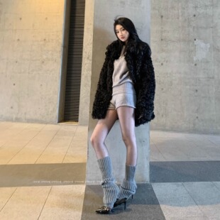 BABYblue【泰迪熊】翻领环保皮草女韩版时尚宽松暗扣保暖毛毛外套