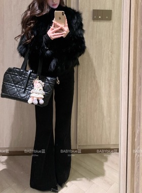 BABYblue【一条过冬】直筒微喇裤秋冬加绒加厚高腰显瘦长款牛仔裤