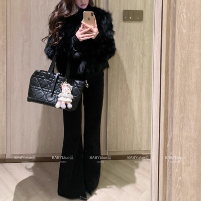 秋冬加绒加厚高腰显瘦微喇牛仔裤