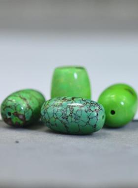 湖北原矿天然菜籽黄绿松石桶珠 文玩配饰散珠隔珠108手串diy配珠