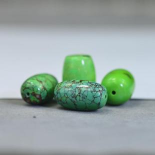 湖北原矿天然菜籽黄绿松石桶珠 文玩配饰散珠隔珠108手串diy配珠