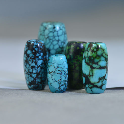 一物一图 diy原矿天然绿松石 无优化桶珠鼓珠 散珠 文玩配珠 隔珠