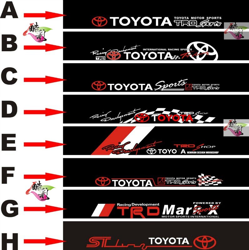 丰田TOYOTA汽车前挡风挡改装装饰贴防水车贴前后遮阳贴玻璃文字贴
