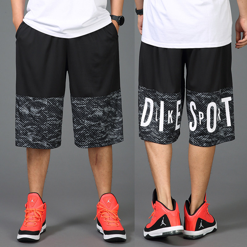 夏季男子篮球短裤七分裤健身跑步宽松透气过膝大码速干运动五分裤