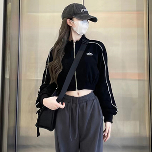 宽松显瘦训练跑步健身瑜伽服长袖 速干短款 运动外套女露脐拉链开衫