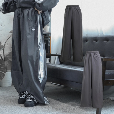 adidas三叶草女子梭织再生面料双向拉链宽松运动裤JX9206 JY8880