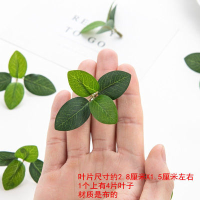仿真绿植蛋糕店水果店绿叶礼盒装饰叶过胶假树叶金钱榕4叉山茶叶